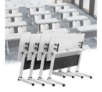 Folding Conference Room Table, Flip Top Mobile Meeting Office Training Room Desk with Wheel, Modern Training Meeting Seminar Classroom Tables(J 4Pack 55.1 x 23.6 x 29.5inch)