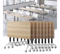 Folding Conference Room Table, Flip Top Mobile Meeting Office Training Room Desk with Wheel, Modern Training Meeting Seminar Classroom Tables(L 8Pack 70.8 x 23.6 x 29.5inch)