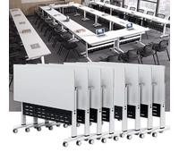 Folding Conference Room Table, Flip Top Mobile Meeting Office Training Room Desk with Wheel, Modern Training Meeting Seminar Classroom Tables(O 4Pack 47.2 x 23.6 x 29.5inch)
