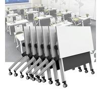 Folding Conference Room Table, Flip Top Mobile Meeting Office Training Room Desk with Wheel, Modern Training Meeting Seminar Classroom Tables(R 6Pack 55.1 x 23.6 x 29.5inch)