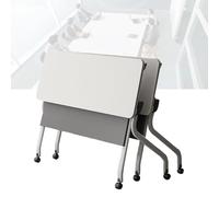 Folding Conference Room Tables, Conference Training Rooms Flip Top Mobile Training Table, Easy Assemble & Space Saving, Modern Rectangle Meeting Seminar Desk for Home Office Classr