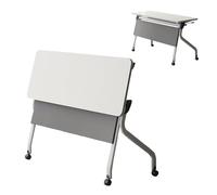 Folding Conference Room Tables, Conference Training Rooms Flip Top Mobile Training Table, Easy Assemble & Space Saving, Modern Rectangle Meeting Seminar Desk for Home Office Classr