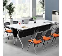 Folding Conference Room Tables, Flip Top Mobile Training Table with Silent Wheels, Modern Large Mobile Meeting Desk, Rectangle Desk for Home Office