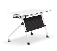 Folding Conference Room Tables, Flip Top Mobile Training Table with Silent Wheels, Modern Large Mobile Meeting Desk, Rectangle Desk for Home Office