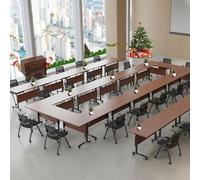 Folding Conference Table,63" Rectangle Meeting Seminar Table,Modern Flip Top Mobile Training Room Tables with Silent Wheels(1 Pack)
