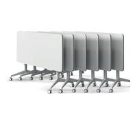 Folding Conference Table, Mobile Training Desk with Silent Wheels Flip Top Rolling Seminar Meeting Desk Business Style Wooden Meeting Table for Office, Conference Rooms, Training Rooms, Classr