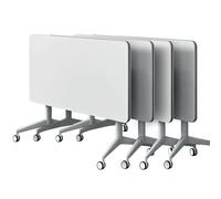Folding Conference Table, Mobile Training Desk with Silent Wheels Flip Top Rolling Seminar Meeting Desk Business Style Wooden Meeting Table for Office, Conference Rooms, Training Rooms, Classr