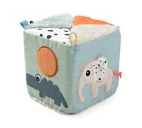 Done by Deer Cubo pieghevole Deer friends - Cubo motorio con diverse texture stimolano tutti i sensi del bambino - Giocattolo attività con colori e contrasti per una stimolazione visiva