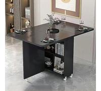 Folding Dining Table with 6 Wheels 2 Layer Storage Shelf and Extendable Design for Kitchen Office Desk Versatile Space Saving Furniture
