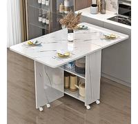Folding Dining Table with Storage and 6 Wheels for Small Space Dining Room Kitchen (Colore: D Size: 120 x 60 cm)