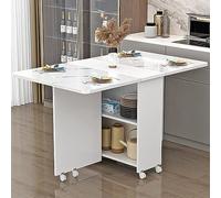 Folding Dining Table with Storage and 6 Wheels for Small Space Dining Room Kitchen Drop Leaf Design Open Shelf Portable and Convenient (Colore: D Size: L 100CM*W 50CM)