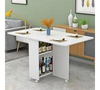 Folding Dining Table with Wheels and Storage Shelf Collapsible Drop Leaf Extension Desk for Kitchen Office Foldable Space Saving Furniture with 2 Layers (Colore: Col)