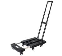 Folding dolly with stopper, 61cm x 35cm, carry cart, no assembly required, lightweight and quiet, with 2 fixed ropes, push dolly, extendable loading platform, for home, commercial, moving, easy to ca