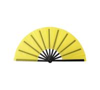 Folding fan, solid color, powerful fan, light bone, retro style, Kung Fu fan, Tai Chi fan, dance fan, party decoration - yellow