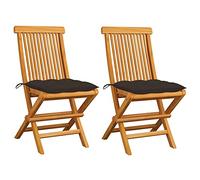Folding Garden Chairs with Cushions 2 PCS, Solid Teak Wood Outdoor Furniture Set, Comfortable Patio Dining Chairs for Terrace Balcony, Lightweight Foldable Design, Taupe Gray Seat Cushions Included