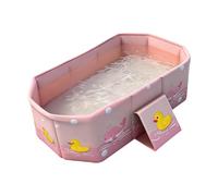 Folding Kids Bathtub With Duck Pattern - Portable Pink Soaking Tub For Girls | Space-Saving Anti-Tipping Shower Basin For Home, Apartment & Travel | Durable Bathing Hotel & Camping