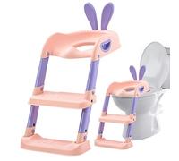 Folding Kids Potty Seat, Potty Training Toilet with Step Stool Ladder, 39x69cm/15.35x27.17 inches Portable and Safe Design, Adjustable for 6 Months to 10 Years, Ideal for Home Use