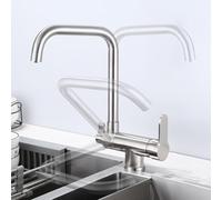 Folding Kitchen Mixer, Three-Way Design, 360° Swivel for Under Window Installation, Brass Construction