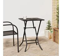 Folding Patio Table 50x50x72cm Anthracite Steel Mesh - Compact Outdoor Dining Table for Garden, Balcony Terrace Rustproof Powder Coated Frame - Space Saving Design with Water-Resistant Tabletop