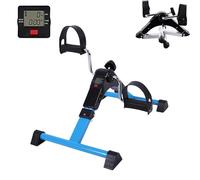 Folding Rehabilitation Bicycle Portable Stepper, Multifunctional Pedal Exerciser with LED Display for Fitness Enthusiasts Exercise Arms and Legs, Mini Exercise Bike for Slimming Fat Burning (Blue)