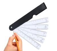 Folding Ruler - Fan Shaped Foldable Drawing Template, Measuring Stick, Journaling Engineering Carpenter Construction Classroom Sewing Woodworking Supply, White Scale Geometry Drafting Tool
