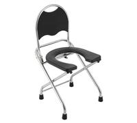 Folding Stainless Steel Toilet Chairs, commode toilet with High Backrest, toilet stool for the elderly, pregnant women(Black,74 cm)