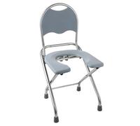 Folding Stainless Steel Toilet Chairs, commode toilet with High Backrest, toilet stool for the elderly, pregnant women(Gray,78 cm)