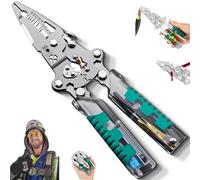 Folding Stylus Screwdriver Wire Stripper, Tuvilo Electrical Pliers, Multi 8 in 1 Wire Stripping Pliers, with Non-Slip Grip/Voltage Tester, for Cutting, Various Maintenance Work (1PCS)