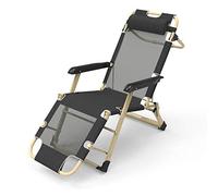 Folding Sun Lounger, Foldable Zero-Gravity Lounge Chair Recliner, Cotton Pad Adjustable Reclining Garden Outdoor Terrace Sun Lounger, Can Hold Up To 150Kg-Teslin Black Interesting life