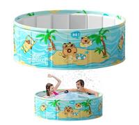 Folding Swimming Pool, Non Inflatable Water Tub, 35.43x17.72in Ground Outdoor Bath, Leakproof Pvc Construction, Quick Fold Storage for Adults, Backyard, Garden, Summer, Parties