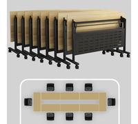 Folding Tables 6ft, Modern White Conference Table, Flip Top Conference Room Desk,Mobile Training Desk with Wheels for Office,Meeting Room,Classroom