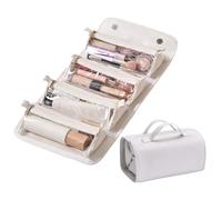 Folding Toiletry Bag, Leather Cosmetic Bags, Large Capacity Toiletry, Waterproof Toiletry Bag, Portable Travel Pouch, Toiletry Bag For Trips, Open Flat Toiletry, Clear Compartment Pouch