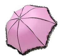 Folding Umbrella Pink Black Compact Travel Strong Windproof Umbrellas Rain Women Parasol(Pink)