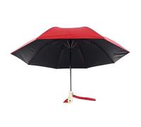 Folding Umbrellas Outdoor Windproof Rainy Head Handle Dual-Folding Umbrella Women Automatic Sunscreen Sun Rain Gear(Rojo)