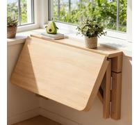 Folding Wall Desk in The Office, Kitchen, Coffee Table for PC Wall, Made Entirely of Solid Wood, Space-Saving Design, for Living Room, Kitchen, Bedroom,001,L80*W40cm