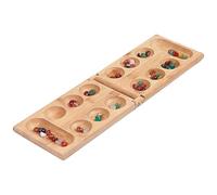 Folding Wooden Mancaala Game - Portable Strategy Board with Natural Pebble Stones | Interactive Puzzle Toy for Children Grownups, Party Gathering Entertainment, Travel Friendly Design, Montesori Think