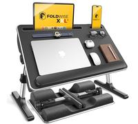 FoldWise Tavolo 2-in-1 per Letto & Scrivania da Grembo - Cuscini Morbidi, Altezza e Angolo Regolabili, Pieghevole con Poggiapolsi, Porta Tablet, Fermabordo, Superficie Antiscivolo, per Letto e Divano