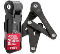 FoldyLock - Mini lucchetto pieghevole per bicicletta con chiave, brevettato, leggero, resistente, ad alta sicurezza, antifurto, a prova di taglio, colore argento, per scooter elettrici e biciclette,