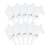 FOLDZILLA Cavallo con Bastone Set di 10 Pezzi in Cartone 115 x 40 x 25 cm Cavalluccio Giocattolo Cavallo Bianco da colorare e Decorare con Adesivi