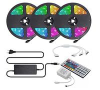 FOLGEMIR 15m (3x 5m) Striscia LED RGB, 5050 SMD 450 (3x 150) LED, Set completo con telecomando 44 tasti e alimentatore 12V, IP65 impermeabile per casa, bar, Natale, feste e matrimoni