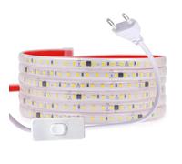 FOLGEMIR 3 metro striscia LED con interruttore - bianco neutro, nastro LED con chip IC, diretto a AC 220V, autoadesivo, 2835 SMD 120 Leds/m, illuminazione brillante, IP65 impermeabile