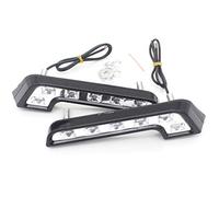 FOLGEMIR Luci di marcia diurna a LED, a forma di L, 6 LED SMD, DC 12 V, E4, bianco