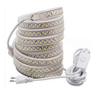 FOLGEMIR Striscia LED con interruttore 15 metro - Bianco Caldo, 220V 230V LED strip, 5630 SMD 180 Leds/m, illuminazione molto luminosa, IP65 impermeabile