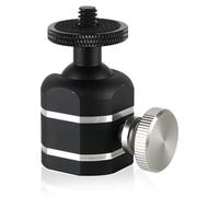 Folgtek Mini Ball Head - Testa a sfera con adattatore per flash da 1/4, girevole a 360°, con adattatore hot shoe per fotocamera e monitor LCD, microfono, luce LED, ecc. (argento)