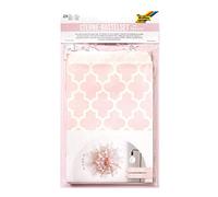 Folia 21910 - Set per bricolage con stelle in sacchetti di carta, 28 sacchetti con motivo stampato rosa, 13 x 18 cm, per 3 stelle di carta a forma di fiocchi di neve, Ø 36 cm, rosa e bianco, taglia unica