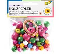 Folia 2297 - Holzperlen, rund, 84 Stück, bunt sortiert