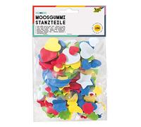 Folia 231.509 - gommapiuma Pre-Tagliare Le Parti, 150 Pezzi Assortiti, Cuori, Stelle e la Luna, Farfalle e Fiori