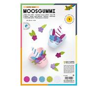 Folia 231909 - Glitter Gomma espansa, 5 Foglia Autoadesivo in 5 Colori Assortiti, 20 x 29 cm, Multicolore