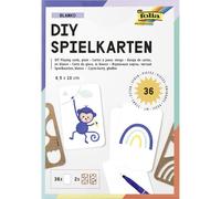 folia 2327 - Carte da gioco fai da te BLANKO, 36 pezzi circa 6,5 x 10 cm, set di carte da gioco con carte in bianco, 2 stampini in cartone kraft e una sagoma, gioco di carte da disegnare da soli