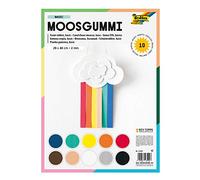 folia 23509 - Muschio Gomma 2 mm, 29 x 40 cm, 10 Fogli, 10 Colori Assortiti